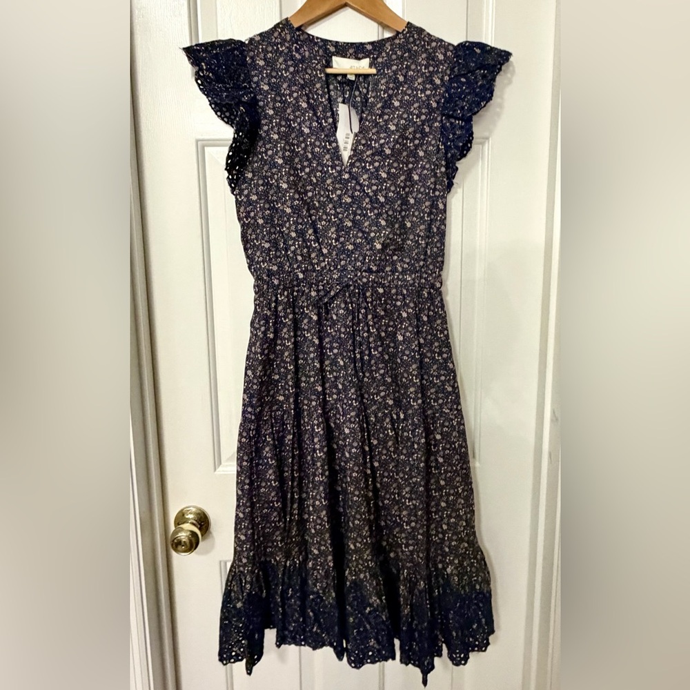 Pinch Avara Navy Floral Dress with Eyelet Accents